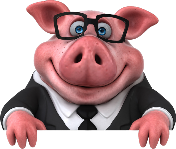Schwein mit Brille und Anzug